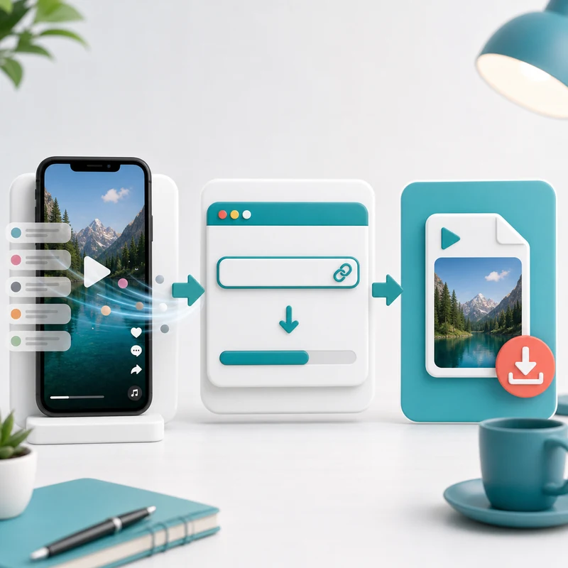 Workflow copy link TikTok và tải video sạch không dính bình luận giao diện