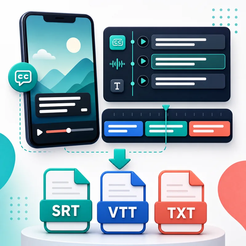 TikTok subtitle workflow from public video to transcript SRT VTT and TXT files