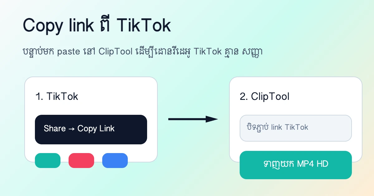 របៀប copy link ដើម្បីដោនឡូត វីដេអូ ក្នុង TikTok ជាមួយ ClipTool