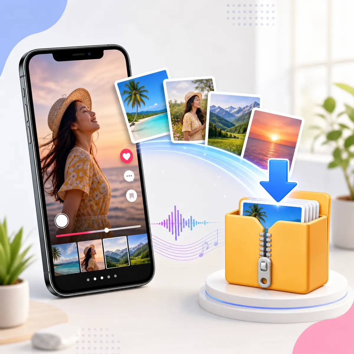 ទាញយករូបភាព TikTok slideshow ជា ZIP ដោយគ្មាន watermark