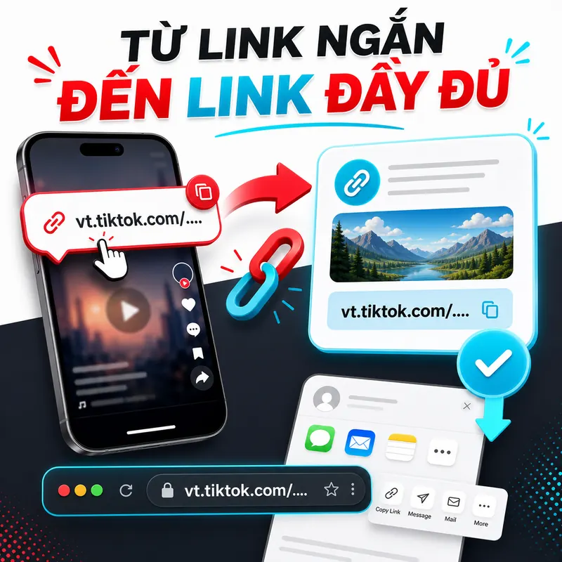Link vt.tiktok.com không tải được và cách lấy link TikTok đầy đủ