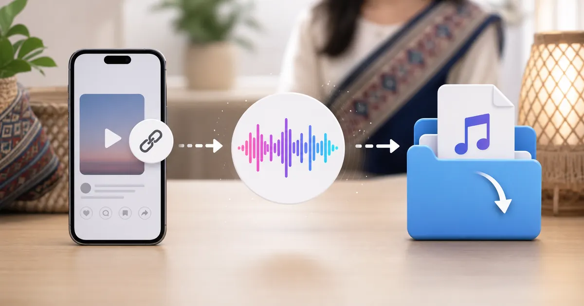 workflow ດາວໂຫລດສຽງ TikTok ເປັນ MP3 ໃນ iPhone ແລະບັນທຶກໃນ Files