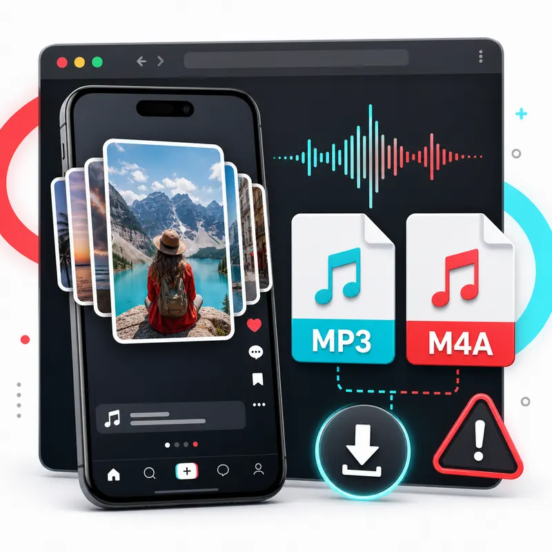File MP3 TikTok không phát được vì nguồn âm thanh slideshow là M4A