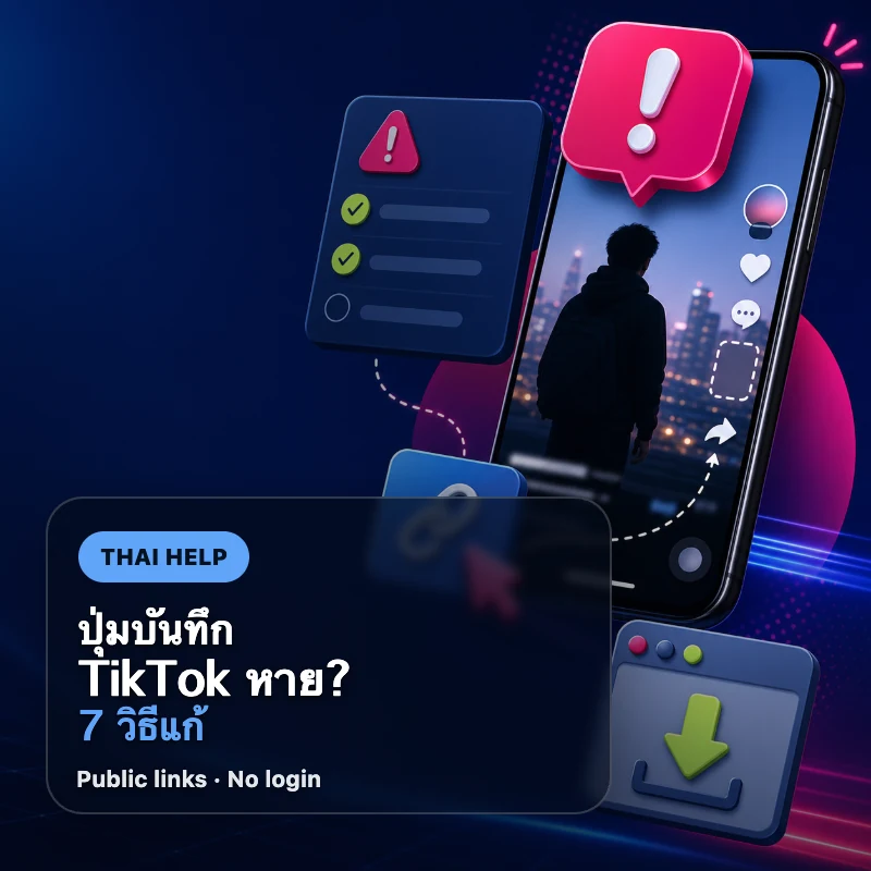 ปุ่มบันทึกวิดีโอ TikTok หายและวิธีเซฟวิดีโอ public อย่างปลอดภัย
