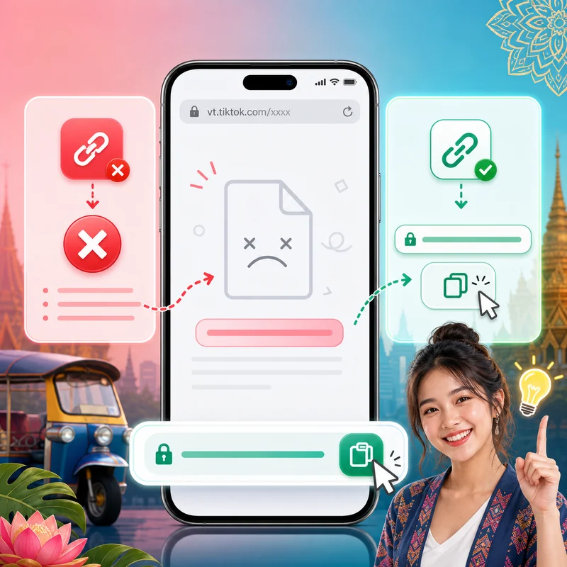 วิธีแก้ลิงก์ vt.tiktok.com ดาวน์โหลดไม่ได้และคัดลอกลิงก์ TikTok ที่ถูกต้อง