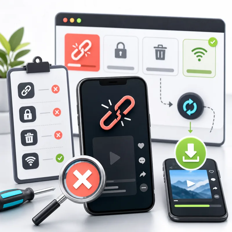 TikTok downloader troubleshooting checklist for broken links private videos and failed downloads