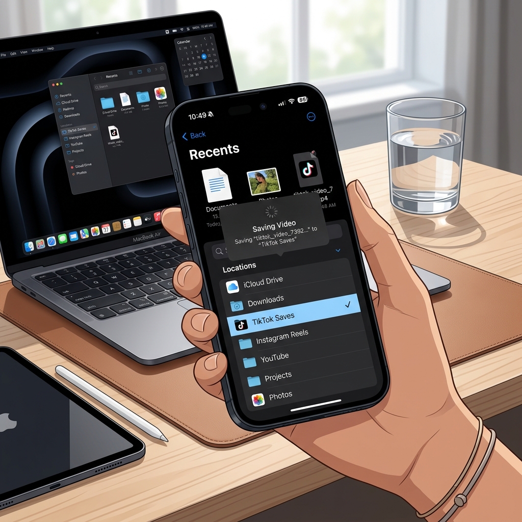 Lưu video TikTok vào ứng dụng Tệp giúp quản lý iPhone gọn gàng hơn